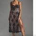 Anthropologie Dresses | Lace Side-Slit Floral Classy Party Chic Glam Girly Midi Elegant Slip Dress | Color: Black/Gray | Size: M