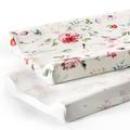 Stretch Ultra Soft Jersey Knit Changing Pad Cover Set 2 Pack, Change Table Pad Covers Fit 32"/34" x 16" Pads Safe and Snug, Pretty Flowers and Insects Pattern for Baby Girls