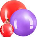 Jenaai 2 Pcs Big Bounce Ball Large Rubber Ball Giant Inflatable Ball Inflatable Kickball Outdoor Exercise Ball Jumping Hopping Ball for Outdoor Activity Game Sports Party Decor (Red, Purple)