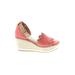 Crown Vintage Wedges: Pink Solid Shoes - Women's Size 6 1/2 - Open Toe
