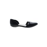 Anne Klein Sport Flats: Slip On Chunky Heel Casual Black Solid Shoes - Women's Size 8 1/2 - Almond Toe