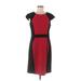 Voir Voir Cocktail Dress - Sheath Scoop Neck Short sleeves: Red Color Block Dresses - Women's Size 8