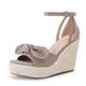 Rilista Womens Wedge Platform Sandals Cute Bowknot Open Toe Espadrille High Heels Buckle Ankle Strap Summer Shoes, Taupe, 4.5 UK