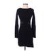 INC International Concepts Casual Dress - Bodycon Crew Neck Long sleeves: Black Solid Dresses - Women's Size X-Small