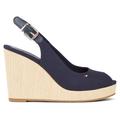 Keilsandalette TOMMY HILFIGER "ICONIC ELENA SLING BACK WEDGE" Gr. 40, blau (dunkelblau) Damen Schuhe Sandalette Slingbacksandale Slingback-Sandaletten