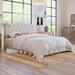 Queen Beige Upholstered Platform Bed With Saddle Curved Headboard