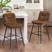 LUE BONA Double-Layer Faux Leather Upholstered Bar Stools Metal Frame Bar Stools with Back and Footrest Set of 2