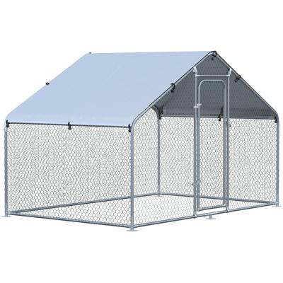 PawHut Chicken Coop 3 Rooms Hen House Large Rabbit Hutch Poultry Cage Pen Backyard with Cover 118"L x 236.25"W x 76.75"H