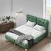 Queen Size Wood Frame Upholstered Platform Bed with Support Legs