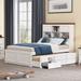 Full Size Bookcase Bed With Trundle Bed And 3 Spacious Under Bed Drawers In Casual,Solid Pine Captain