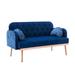 Blue 26.77''L Upholstered Velvet Sofa Set Loveseat With Metal Feet