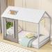 Twin Size Modern Style House Platform With Roof And Window,Can Be Decorated,Kids Bedroom Set