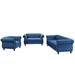 Modern 3-piece Sofa set, 3 Seat Velvet Upholstered Sofa, Deep Button Tufted Loveseat, Nailhead Armrest Chair w/ Solid Wood Legs