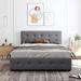 Linen Fabric Upholstered Platform Bed with Classic Headboard and 4 Drawers, No Box Spring Needed