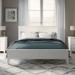 King White Simple Slat Platform Bed Solid Wood