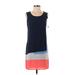BCBGMAXAZRIA Casual Dress - Shift: Blue Color Block Dresses - New - Women's Size 0