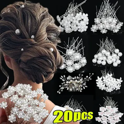Épingle à cheveux en métal en forme de U pour femmes pinces à cheveux élégantes perle cristal