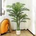 Primrue Adcock Faux Palm Tree in Planter, Faux Green Palm Plant, Fake Tree for Home Decor Silk/Plastic in White | 59 H x 15 W x 15 D in | Wayfair