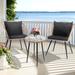 Bay Isle Home™ Altarik Round 2 - Person 20" L Outdoor Restaurant Bistro Set w/ Cushions Glass/Metal in Black/Brown | 20 W x 20 D in | Wayfair