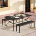 Red Barrel Studio® Barbarba 4 - Person Rectangular Outdoor Dining Set - 60" Long Dining Table, 2 Benches Metal in Black | 60 W x 38 D in | Wayfair