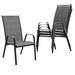 Ebern Designs Ronda Stacking Patio Dining Armchair Set of 4 in Gray/Black | Wayfair CD0BBBA6046140E083BEA949D78751A9