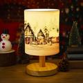 The Holiday Aisle® Christmas Bedside Lamp Desk Lamp w/ Christmas Design Bedside Lamp Vintage Cute Lamp w/ Linen Fabric Nightstand Shade Table Lamp Night Light For Sl | Wayfair