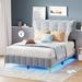 Ivy Bronx Lameca Platform Bed Upholstered/Velvet, Metal in Gray/White | 47 H x 56.3 W x 81.7 D in | Wayfair F7002FAA3B9146578E4B74BCA133BA31