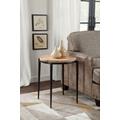 "Florence 22"" Solid Wood and Metal Round End Table, Light Mango and Black – Martin Svensson 8706312"