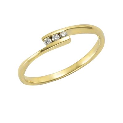 Fingerring OROLINO "Gold 585 mit 3x Brillant zus. 0,06ct." Gr. 54, gelb (gelb, weiß), Fingerringe, Damen, 054 (17,2), 0,