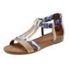 Sandale LASCANA "Sommerschuh", Damen, Gr. 43, blau (beige, blau), Obermaterial: 50% Lederimitat, 50% Textilmaterial. Futter: 100% Lederimitat. Decksohle: 100% Lederimitat. Laufsohle: 100% Synthetik, bedruckt, modisch, Schuhe, Sandalette, Sommerschuh...