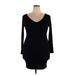 Shein Casual Dress - Mini V Neck Long sleeves: Black Solid Dresses - Women's Size 2X