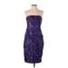 Marchesa Cocktail Dress - Sheath Strapless Sleeveless: Purple Dresses - Women's Size 4