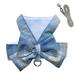 Dog Harness and Leash Set with Bow Knot No Pull Pet Floral Harness with D-Ring Soft Mesh Dog Harness Vest Set Escape Proof Princess Puppy Harness for Small Girl Dogs Cats (Blue-XL)