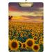 Wellsay Sunflower Field at Sunset Floralx Clipboards for Kids Student Women Men Letter Size Plastic Low Profile Clip 9 x 12.5 in Golden Clip