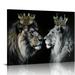 JEUXUS Black and White Lion Pictures Wall Decor King and Queen Lion with Wall Art Lion and Lioness Poster African Animal Canvas Prints Modern Framed Artwork for Bedroom