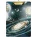 Wellsay Alien Planet Solar System Galaxy in Space Clipboards for Kids Student Women Men Letter Size Plastic Low Profile Clip 9 x 12.5 in Golden Clip