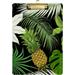 Wellsay Pineapple Mango Tropical Palm Leaf Summer Clipboards for Kids Student Women Men Letter Size Plastic Low Profile Clip 9 x 12.5 in Golden Clip