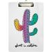 Wellsay Rainbow Cactus Cacti Quote Clipboards for Kids Student Women Men Letter Size Plastic Low Profile Clip 9 x 12.5 in Sliver Clip