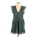 Anthropologie Casual Dress - A-Line Plunge Short sleeves: Green Dresses - Women's Size Large Petite