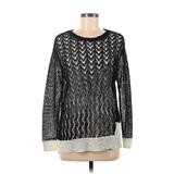 Curio Pullover Sweater: Black Chevron/Herringbone Tops - Women's Size Medium