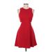 Express Casual Dress - Mini Crew Neck Sleeveless: Red Print Dresses - Women's Size 6