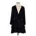 Zara Casual Dress - Mini Plunge Long sleeves: Black Solid Dresses - Women's Size X-Small