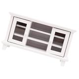 Doll House Miniature Furniture Wood Tv Stand Mini Tv Wooden Mini House Double Door TV Cabinet White