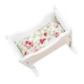 White 1/ 12 Scale Furniture Children Nursery Bedroom Bed Cradle Rocking Horse Set