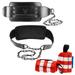 100% Top-Grain Leather Dip Belt with Steel Chain + 18-inch Wrist Wraps w/ Thumb Loop