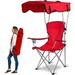 Camp Chairs Foldable Beach Canopy Chair Heavy Duty Sun ion Camping Lawn Canopy Chair With Cup Holder For Outdoor Beach Camp Park Patio-Red
