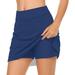 WEAIXIMIUNG Women Skirts Midi Length Elegant Womens Casual Solid Tennis Skirt Yoga Sport Active Skirt Shorts Skirt Navy S