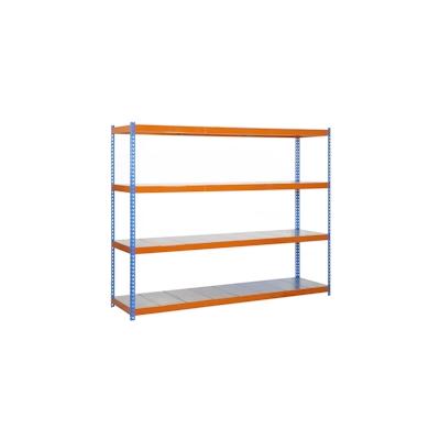 SimonRack Metallregal ohne Schrauben mit Simonforte -Metallschalen 4 Regale. Blau/Orange/Galva Farbe 2000x1800x450 mm Image