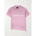 Balenciaga - Cropped Distressed Logo-print Stretch-cotton Jersey T-shirt - Pink