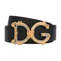 Leather belt with baroque DG logo